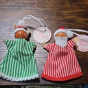 Hallmark 1986 CHRISTMAS TRIMMER Finger Puppets Mouse And Santa Vintage